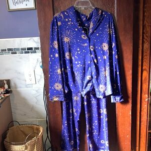 ROOM SERVICE WOMENS CELESTIAL LOUNGE PAJAMAS W/ POCKETS LARGE